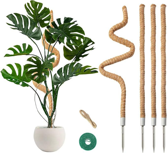 4 Pack Moss Pole, 50 Inch Moss Poles for Climbing Plants Stakes Indoor Monstera Support Tall Large Bendable Long Coco Coir DIY for Potted Plants, Pothos, Philodendron