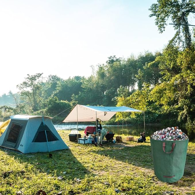 Leaf Collector & Leaf Bag 2-Pack | 106 Gallon Reusable Standable Yard Waste Bags | Portable Durable Garden Clippings Container with 4 Handles for Lawn Care, Camping & Recycling