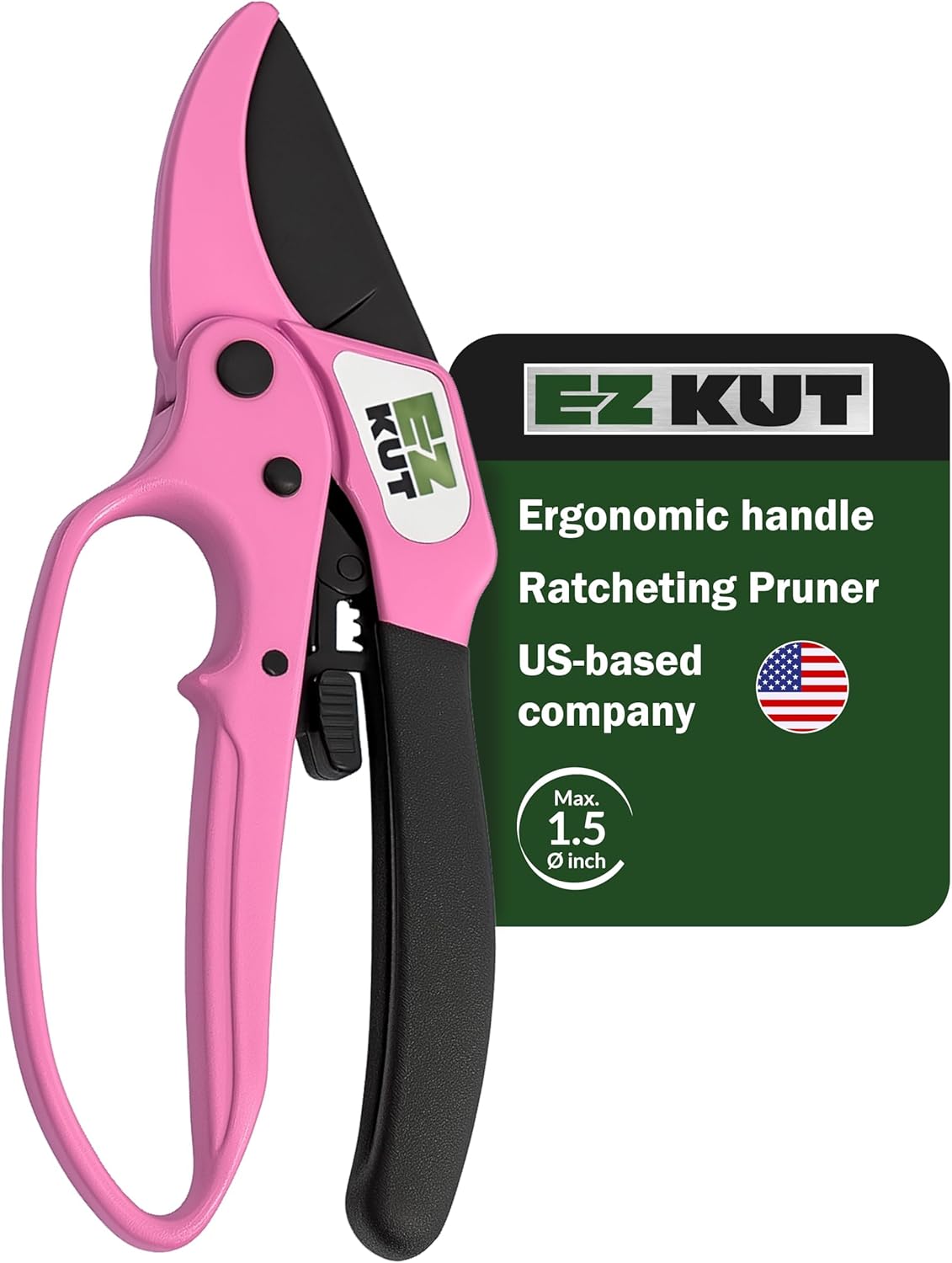 EZ Kut Heavy Duty Pruners Ratchet Hand Pruner with Ratcheting Action Great Garden Hand Tool Clippers Gardening pruners arthritis tools Ratcheting Anvil Hand Pruner Pruning Shears Heavy Duty Since 1988