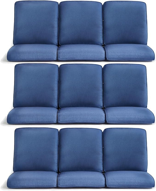 9-Piece Outdoor Patio Cushion Set - Fade & Water Resistant with Removable Olefin Cover, 22x24x4 Inch Memory Foam Cushions for Wicker Sectional Sofa – Blue/Regular