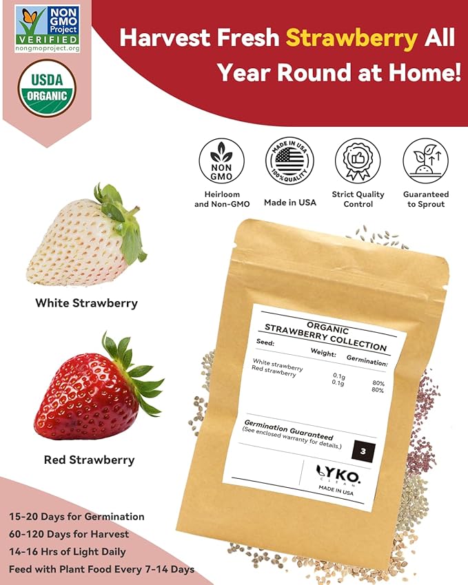 LYKOCLEAN Hydroponic Seed Pod Kit Compatible with AeroGarden, Ahopegarden, iDoo, MUFGA, 24 Pods Complete Growing Anything Garden Supply with Strawberry Seeds, Grow Sponges, Baskets, Domes, Labels