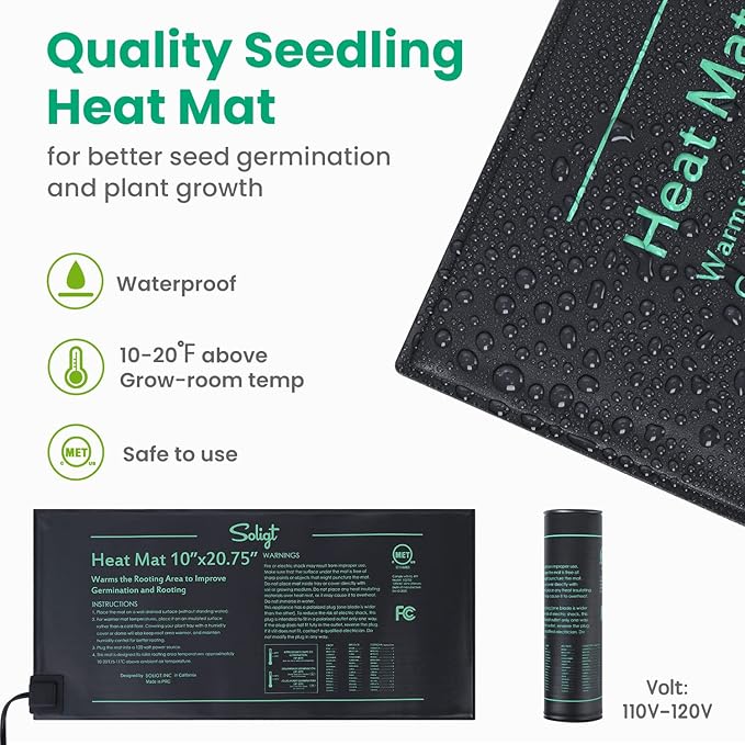 2 Set 60-Cell Seed Starter Kit - Strong Seed Trays with Humidity Domes, Cell Trays and Seedling Heat Mats - Cloning, Propagation and Germination Station