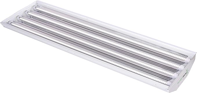 4 Lamp Bulb High Bay T8 LED HighBay Utility Shop Garage Warehouse Light Fixture 11,000 LUMENS! Commercial Grade 15" X 48" White W/Mirrored Reflector W/LED Tubes 11,000 Lumens Bright