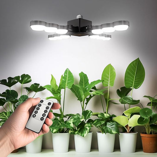 SANSI Grow Lights for Indoor Plants, Dimmable Full Spectrum LED Grow Light with Remote Control, Auto On Off 4 8 12 Hrs Timer, 80W (800 Watt Equiv) Plant Lights for Indoor Greenhouse, E26 Base