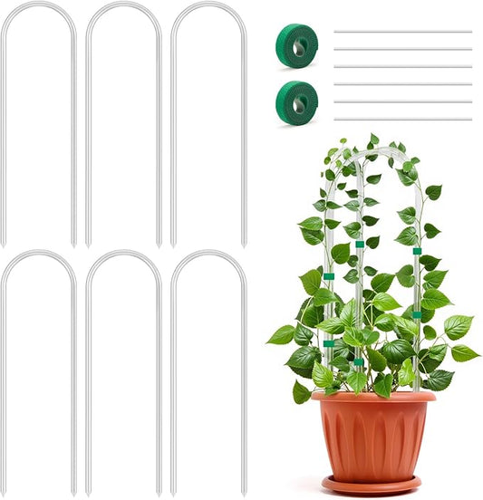 6 Pack U-Shape Acrylic Plant Trellis for Indoor Climbing Plants, 16 Inch Small Plant Trellis, Potted Plant Climber Support for Pothos, Vine Ivy, Houseplant
