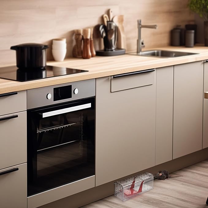 Humane Mouse Trap Pack of 4 - No Kill - Live Mouse Traps Indoor for Home Use - Reusable Rodent Traps for House Indoor, Safe & Effective Rat Trap Outdoor - Humane Mice Control with Cleaning Brush