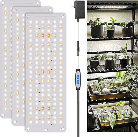 Garpsen Grow Lights, 414 LEDs Grow Lights for Seed Starting with UL Adapter, 3 Color Modes & Auto Timer 6/12/16H, Large Area Illumination Grow Lamp Panel for Indoor Plants, Veg and Bloom(3Panels)