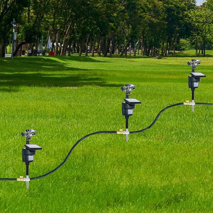 Motion Activated Sprinkler with Solar Panels Deter Animal Cat, Birds, Dogs Repellent Outdoor Lawn Motion Sensor Water Sprinkler for Garden