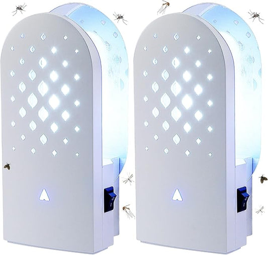 Lulu Home Indoor Flying Insect Trap, 2 Packs Plug-in Bug Light Catcher with 10 Reversible Sticky Pads, 365nm Wavelength Attracting Mosquitos, Moths, Fruit Flies, Gnats and More for Home & Office
