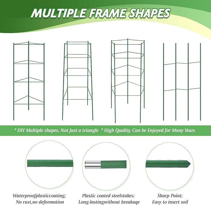 Tomato Cage, Tomato Plant Support Trellis for Garden & Pots, Rust-Resistant Tomato Cages for Climbing Vegetables Plants Flowers, 3 Pack - 48-Inch