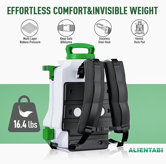 Battery Powered Backpack Sprayer 4 Gallon Electric Sprayer Equipped with a Big Pump, 65/95 PSI Battery Waterproof Sprayer for Spraying, Cleaning