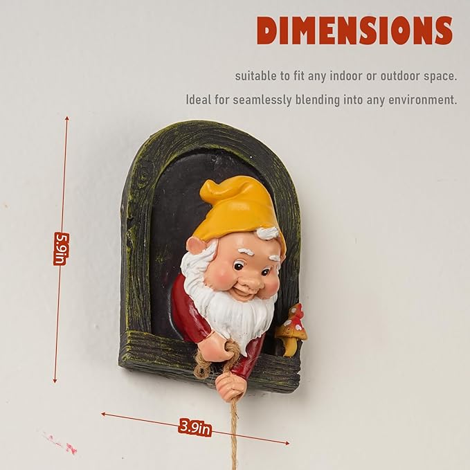 Gnomes Statues Garden Decorative, Tree Faces Decor Outdoor for Patio Lawn Porch Fence, Funny Fairy Doors, Tree Peeker Hugger (2 Pack)