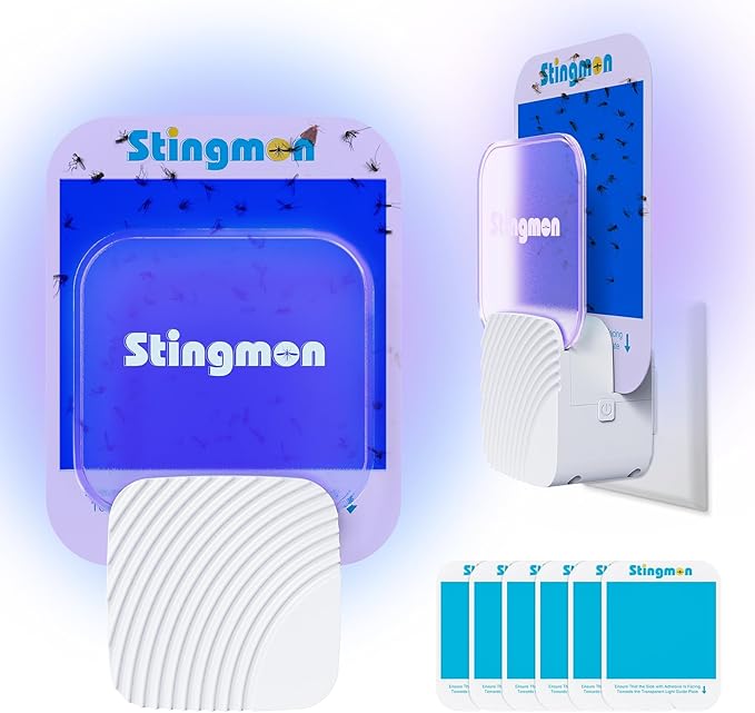 Indoor Fly Trap (1 Indoor Bug Zapper + 6 Refills) Plug-in Flying Insect Trap Fruit Fly Traps for Indoors with UV Light Gnat Traps for House Indoors Gnat Killer Home Office