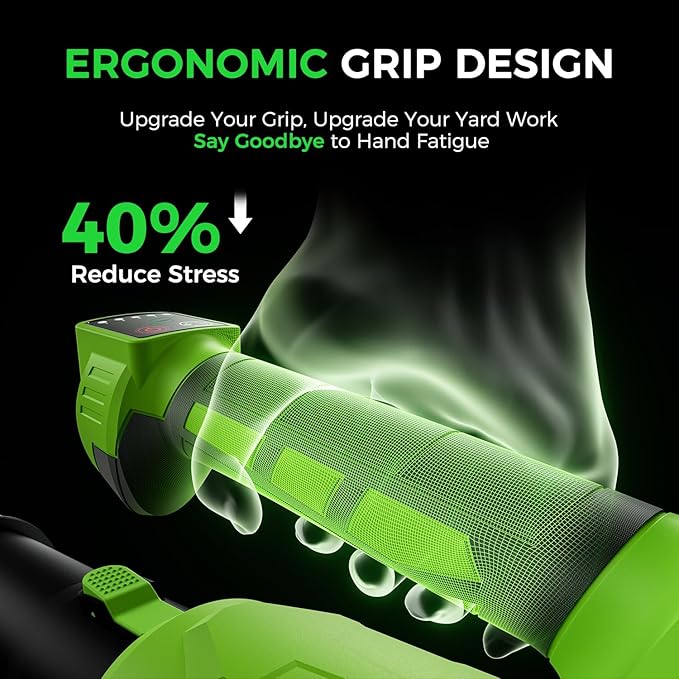 Leaf Blower Cordless - 650CFM Brushless Motor Leaf Blower with 6-Speed Control & Ergonomic Handle - Includes 2 x 5.0Ah Batteries & Fast Charger - Blowers for Lawn Care, Yard, Patio, Leaves, Snow, Dust