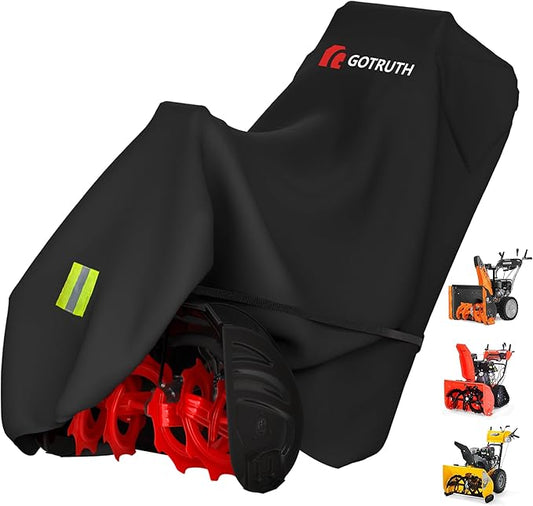 Snow Blower Cover, Heavy 900D Oxford Fabric Waterproof Outdoor Snowblower Covers, Universal Size Fits Single and Two Stage Snow Blowers, Water, Wind, UV, W/Adjustable Buckle and Vents - Black