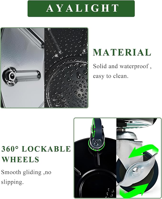 Metal Heavy Duty Plant Caddy Round Flower Pot Mover, 3 Pack Mixed of 14", 16" and 20" Rolling Plant Stand with Wheels, Indoor Outdoor Plant Dolly with Casters Planter Tray, Black