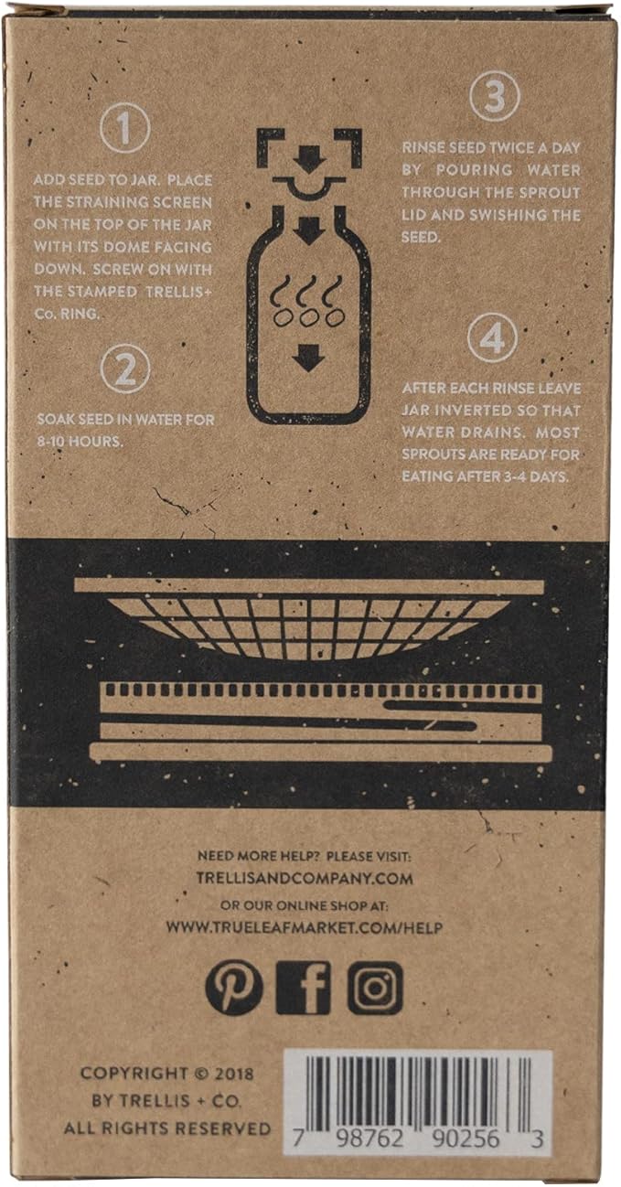 | Stainless Steel Sprouting Kit, 2 Pack | Rust Proof 316 Stainless, Curved Mesh, Fits Most Wide Mouth Mason Jars | Grow Your Own Organic Sprouts from Seeds, Sprouter