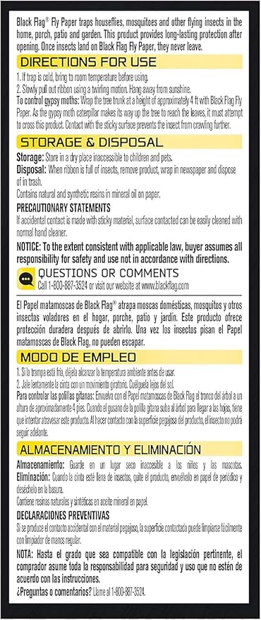 Black Flag Fly Paper, Insect Trap, Catches All Flying Insects 4 Traps (Pack of 12)