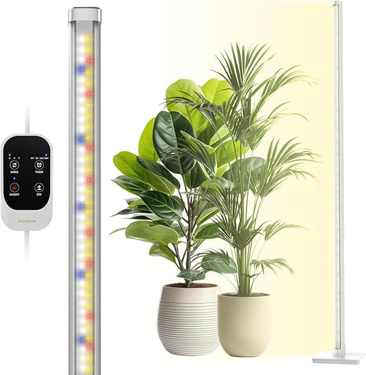 GLOWRIUM Grow Lights for Indoor Plants, 36W Vertical Plant Grow Lights with Auto-Timer, Full Spectrum LED Standing Plant Grow Light, 3 Light Modes, 6-Level Dimmable (60 in(Silver))
