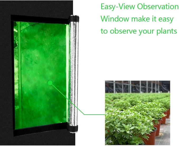Plant Grow Tent, Black, 60x60x120cm, Indoor Growing with Observation Window and Floor Tray