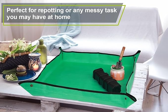 30" X 30" Large Plant Repotting Mat for Indoor Plants Potting Soil, Foldable Waterproof Plant Repotting/Potting Tray, Potting Mat for House Plants Succulents Gardening Tools Gifts for Gardener