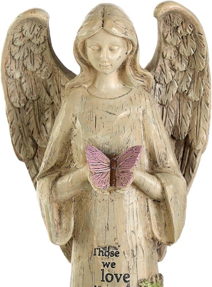 DUSVALLY 10" H Resin Angel Statue, Garden Figurine Outdoor Decoration Waterproof Sculpture for Yard Lawn Porch, Healing Gift