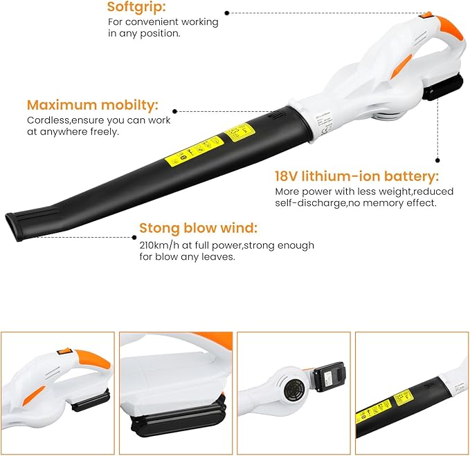 LIGO 20V Cordless Leaf Blower Battery Powered for Lawn Care, Patio, Blowing Leaves and Snow, Handheld Lightweight Including 2.0Ah Battery& Fast Charger