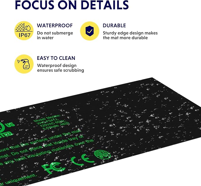 iPower Durable Seedling Heat Mat Warm 3" x 20" Hydroponic Heating Pad Waterproof for Seed Starting Greenhouse and Germination