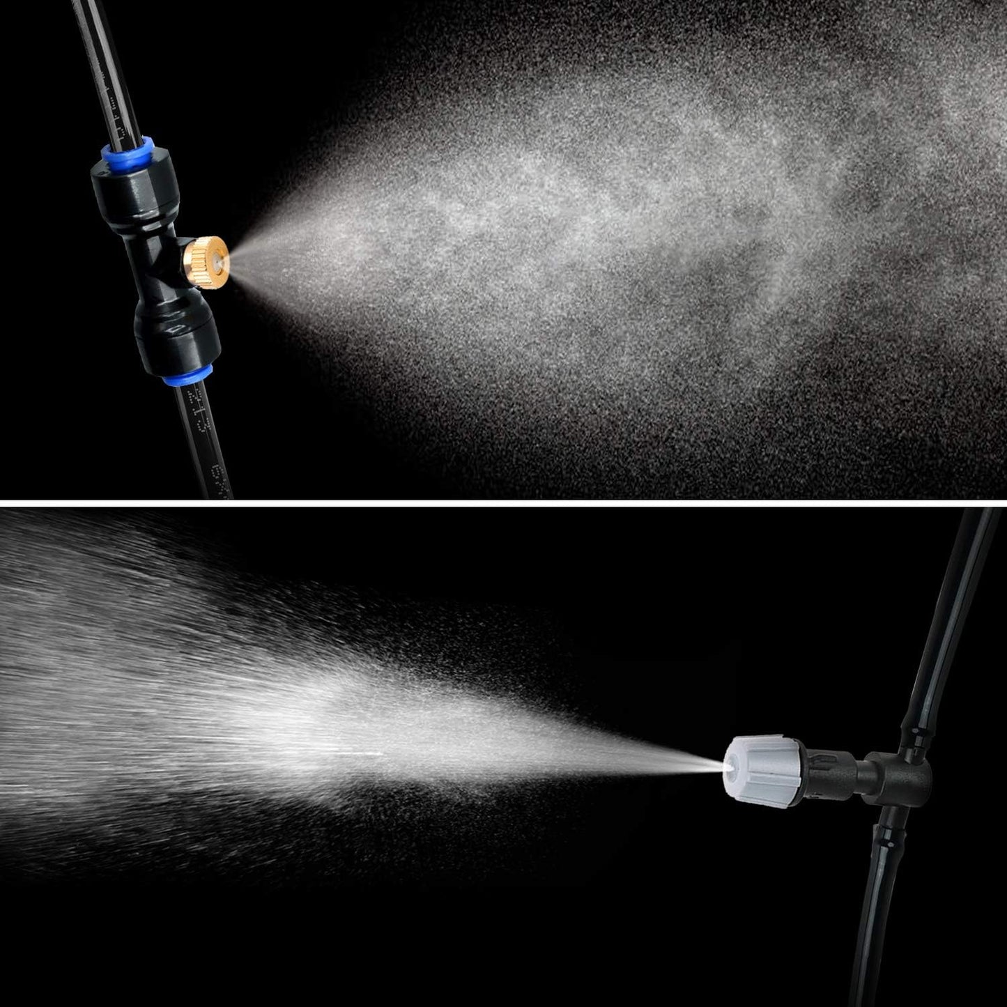 HOMENOTE 10 Pack Brass Misting Nozzles for Outdoor Cooling System, Mister Replacement Nozzles Tee and Plugs for 1/4" Tubing