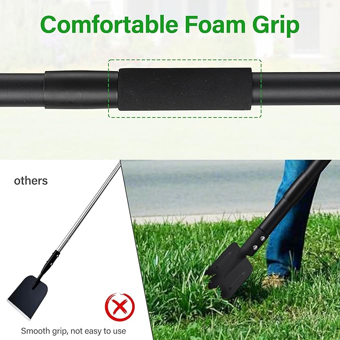 Garden Shovel, Heavy Duty Ice Scraper Long Handle 67", Spade Snow Shovel Weed Remover Gardening Tool for Weeding, Ice Removal, Ground Cleaning and Cutting Through Soil, Walkway Driveway