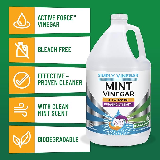 Mint Vinegar – with Refreshing Mint Scent for Cleaning, Home, Laundry, 128 oz