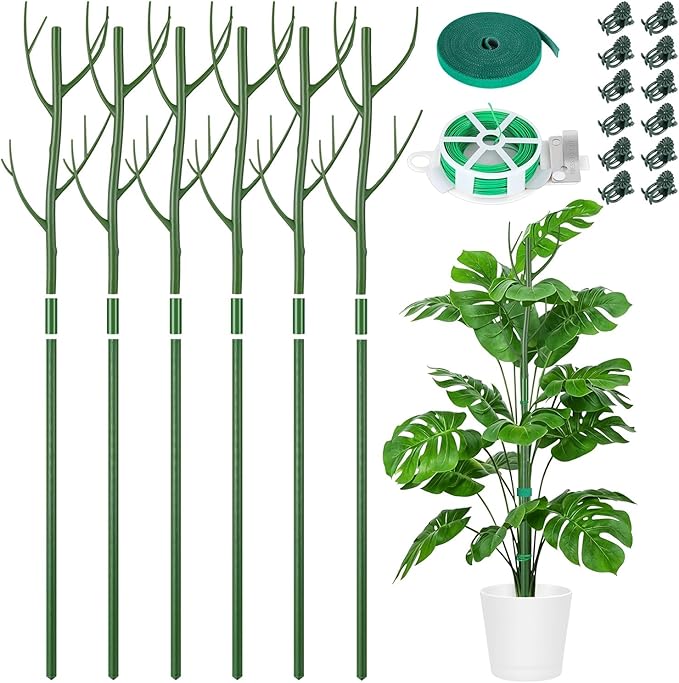 6 Pack Monstera Plant Support Stakes 27.56 Inch Stackable Plant Sticks Twigs Support Tall Plant Trellis for Indoor Climbing Potted Plants