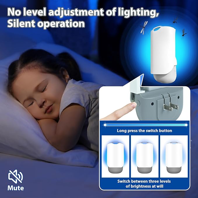 Flying Insect Trap for Indoors, 2pack Plug-in Fruit Fly Trap Catcher, Adjustable Lighting Bug Zapper for House Flies, Mosquitoes, Fruit Flies, Gnants, and Mosquitos, Office