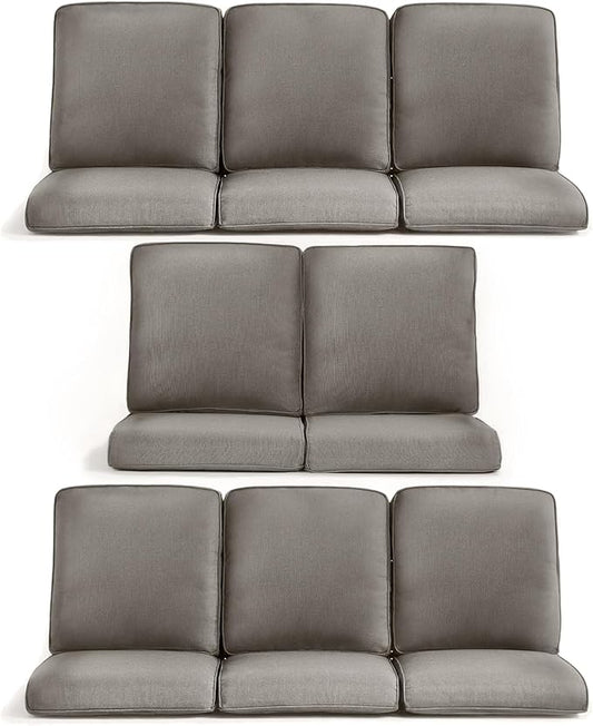 8-Piece Outdoor Patio Cushion Set - Fade & Water Resistant with Removable Olefin Cover, 22x24x4 Inch Memory Foam Cushions for Wicker Sectional Sofa – Grey/Regular