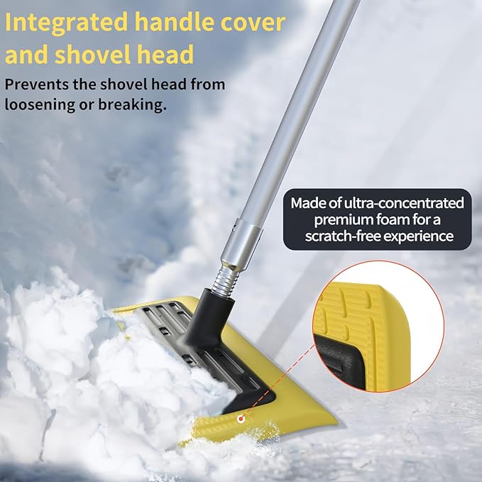 Never-Scratch SnowBuster | 21-Foot Snow Roof Rake | EVA Soft Foam Pad Snow Removal Tool | Heavy-Duty Aluminum Handle | S-Shaped Push/Pull Design for House Roofs, Solar Panels, Cars, and Leaves