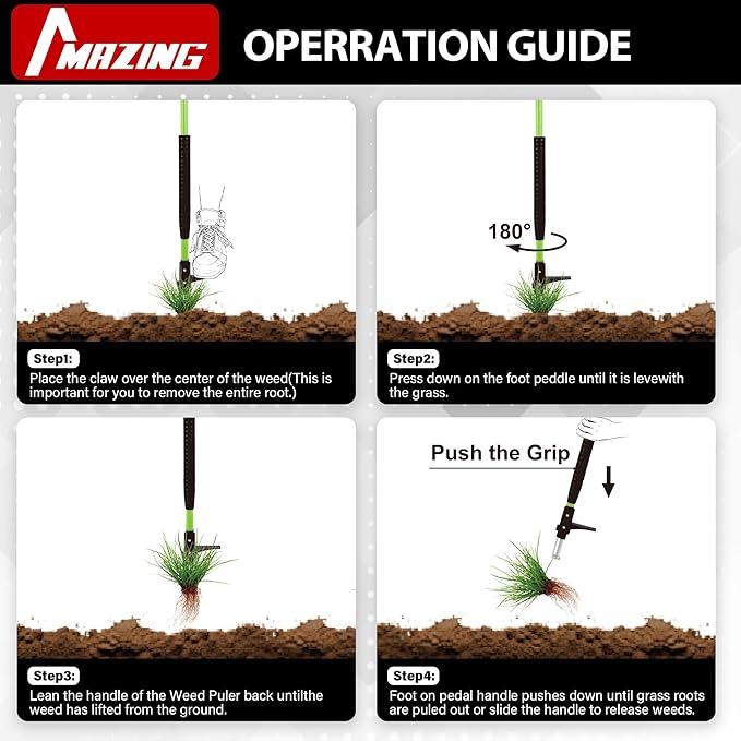 MAZING 3-Claw 39" Weed Pulling Tool, Ergonomic D-Handle Weeding Tool with Long Handle for Effortless Garden Weed Removal, Stand Up Weeder Weeding Tool for Lawn, Yard, Garden, Crabgrass