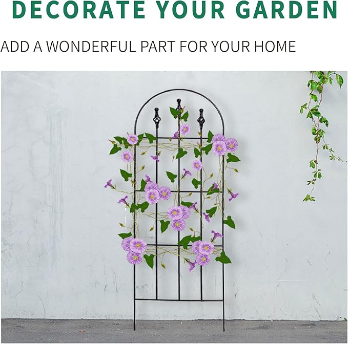 48" H x16 W Trellis,Black Garden Metal Vine Sturdy Trellises for Outdoor Climbing Plants Support Structures B (121cm) 2Pack