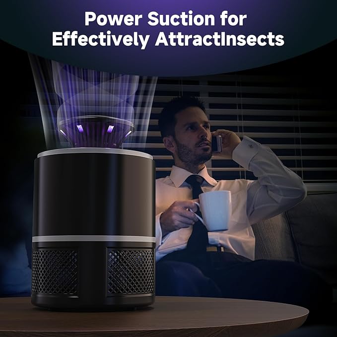 Fruit Fly Traps for Indoors, 2 in 1 Fruit Fly Trap for Home, Gnat Traps for House Indoor Bug Zapper Flying Insect Trap for Plants Moths Mosquitoes (Black)