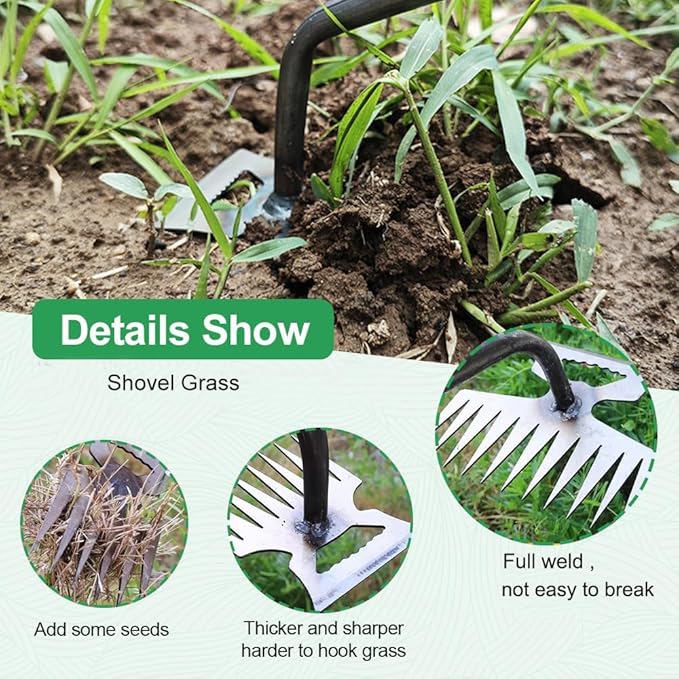 Weed Puller Tool Garden Hand Weeder Tools, 2025 Weeding Artifact Uprooting Weeding Tool, 17.2IN Weed Puller Removal Tool, 6 Teeth Manganese Steel Manual Weed Remover Pulling Tool for Lawn Garden