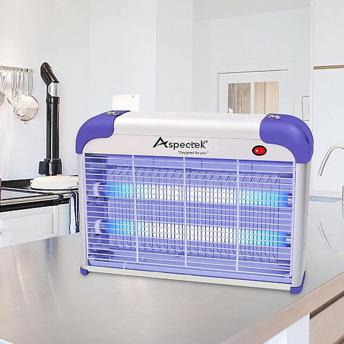 ASPECTEK 20W Indoor Bug Zapper, Powerful UV Bugs Lamp Attract Insects and 2800V Grid Kills Flying Insects, Includes 2 Replacement Insect Killer Lights