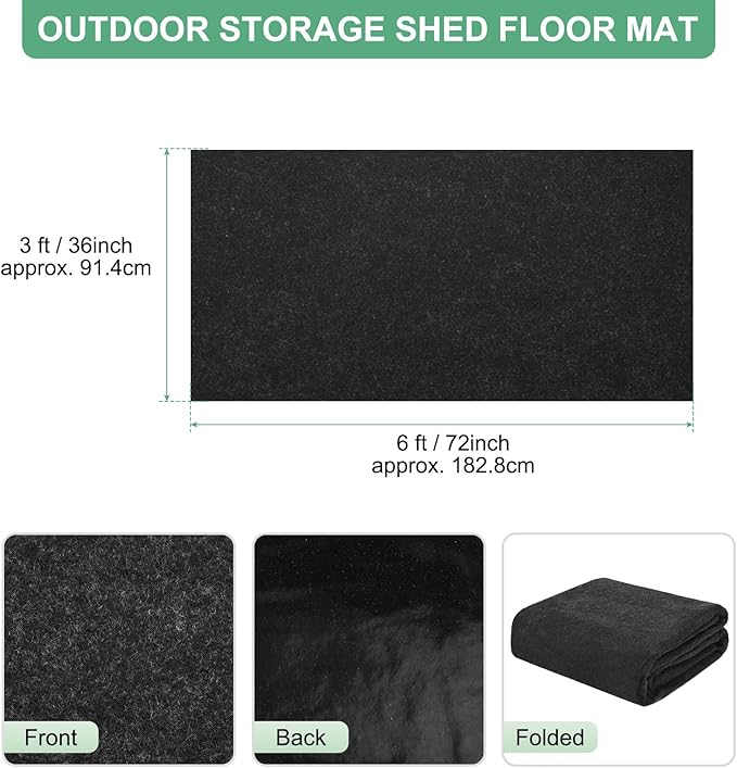 Outdoor Storage Shed Mat, 3x6 FT Waterproof Small Shed Flooring Mat for Patio Furniture Floor Protecting from Wear/Liquid/Dust/Oil, Non-Slip Carport Pad [Grey]
