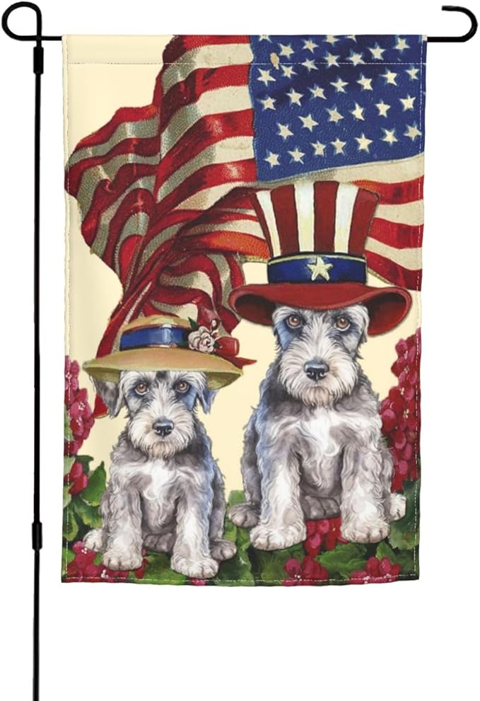 Schnauzer Independence Day Patriotic American Dog Garden Flag Welcome Party Outdoor Outside Decorations Picks Home House Garden Yard Decor 12x18 Inch