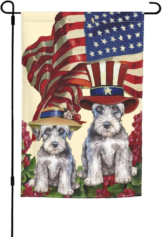 Schnauzer Independence Day Patriotic American Dog Garden Flag Welcome Party Outdoor Outside Decorations Picks Home House Garden Yard Decor 12x18 Inch