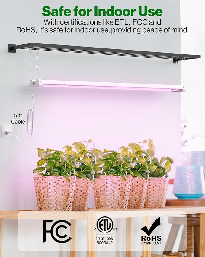 Sunco 4FT LED Grow Light for Indoor Plants 40W, Full Spectrum, Hanging Suspended Fixture, Linkable, Plug in, Greenhouse Year Round for Indoor Plants Seedlings Vegetables Flowers 4 Pack