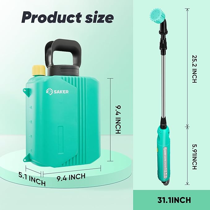 Saker Electric Sprayer,Backpack Battery Powered Sprayer 2025 New Version 1.6 Gallon,Upgrade Powerful Electric Tools with 3 Mist Nozzles,Retractable Wand for Lawn,Garden,Cleaning
