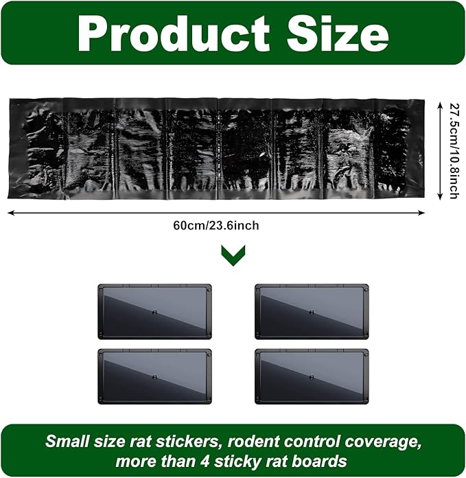 Qualirey 12 Pack Large Sticky Mouse Trap 24 Inch Sticky Rat Glue Roach Indoor Pest Control for Trapping Snakes Rats Spiders Roaches in Restaurant Kitchen House Supplies (Black)