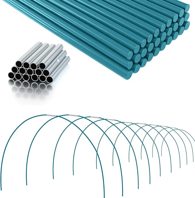 22Pcs Metal Garden Stake Connectors for 7mm Diameter Glassfiber, Plant Stake Connector for Glassfiber Plant Support Greenhouse Hoops Tent Rods(Inner Dia 7mm)