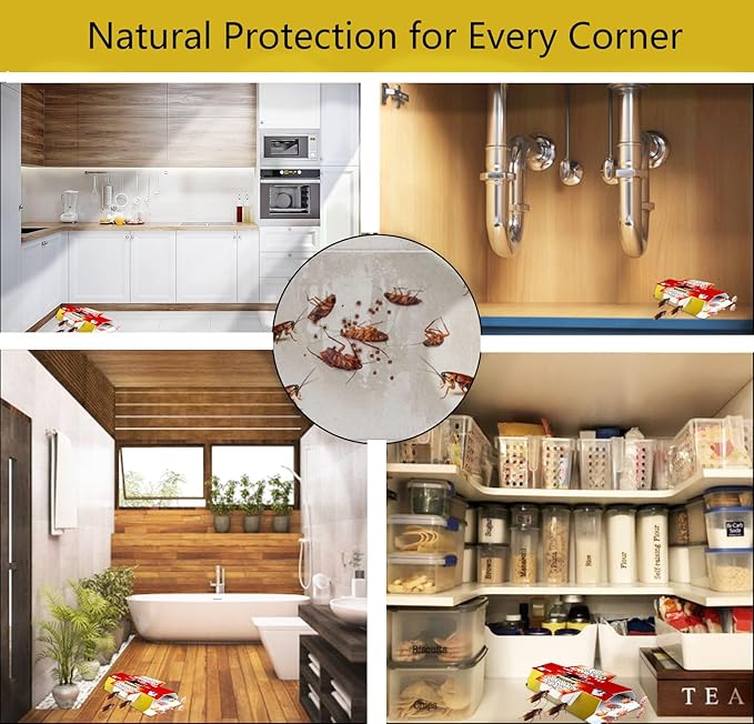 Natural Food Baited Roach Sticky Glue Traps – Extra Strong Adhesive for Cockroaches and Other Insects, Effective Indoors & Outdoors