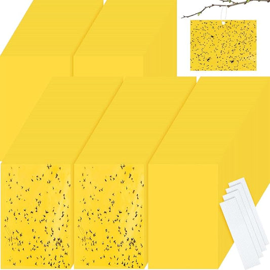 Qualirey 700 Pcs 6 x 8 Inch Yellow Sticky Traps for Plant Double Sided Sticky Trap for Gnats with Twist Ties Sticky Fly Traps for Fruit Insect Fungus Bugs Indoor Outdoor