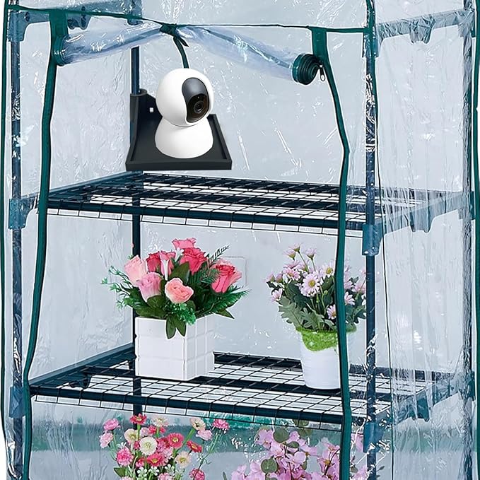 4 PCS Grow Tent Corner Shelf,16 mm Grow Tent Accessories,White Grow Tent Shelves for Place The Hygrometer Camera and Planting Equipment Black/White (Black/4PCS)